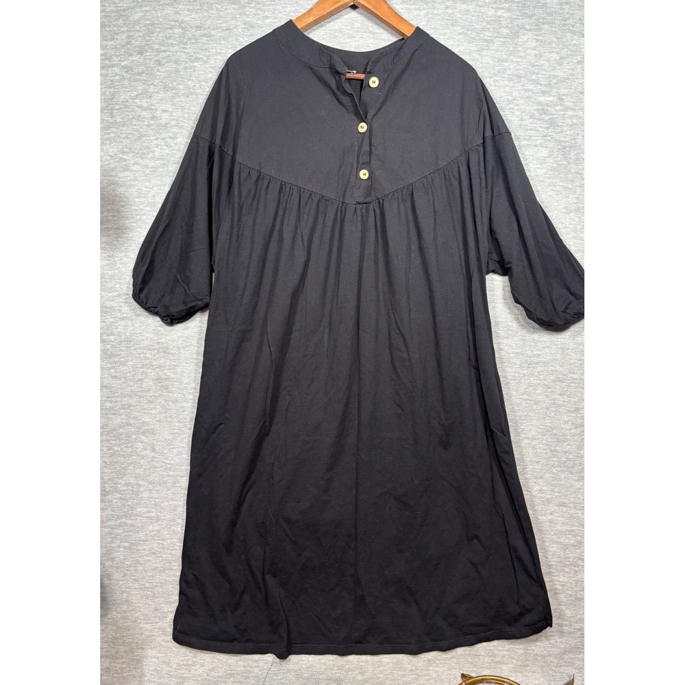 Zara Black Midi Dress with Button Front